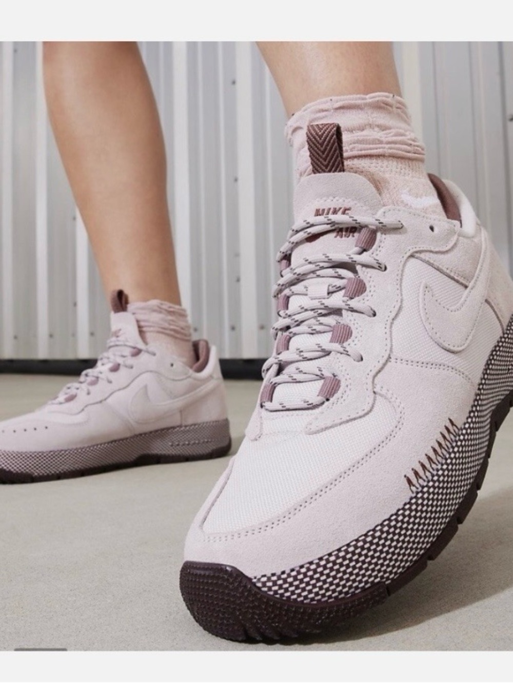 New Nike Air Force 1 Wild Sneakers Women’s 9 Platinum Violet Mauve Leather Suede - Picture 2 of 15
